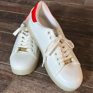 Bebe Sport White & Red Sport Kenedy Fashion Gym Shoes Women's Size 8.5